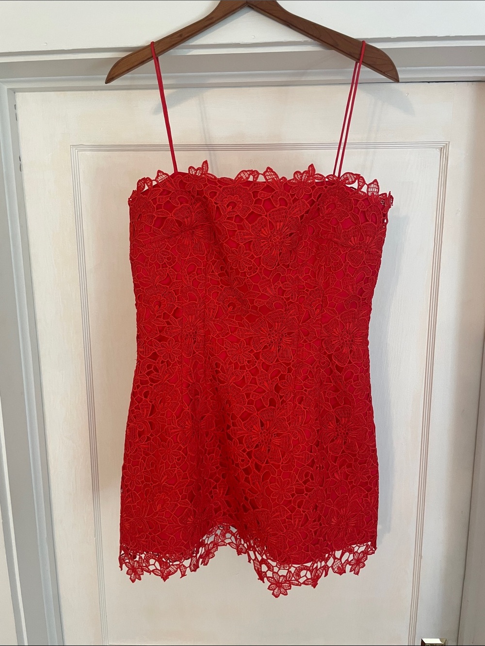 New Muse by Marchesa Red Lace Mini Dress size 10 - Picture 3 of 10